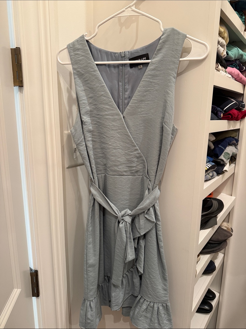 Sugarlips Pale Blue Sleeveless Wrap Dress with Waist Tie